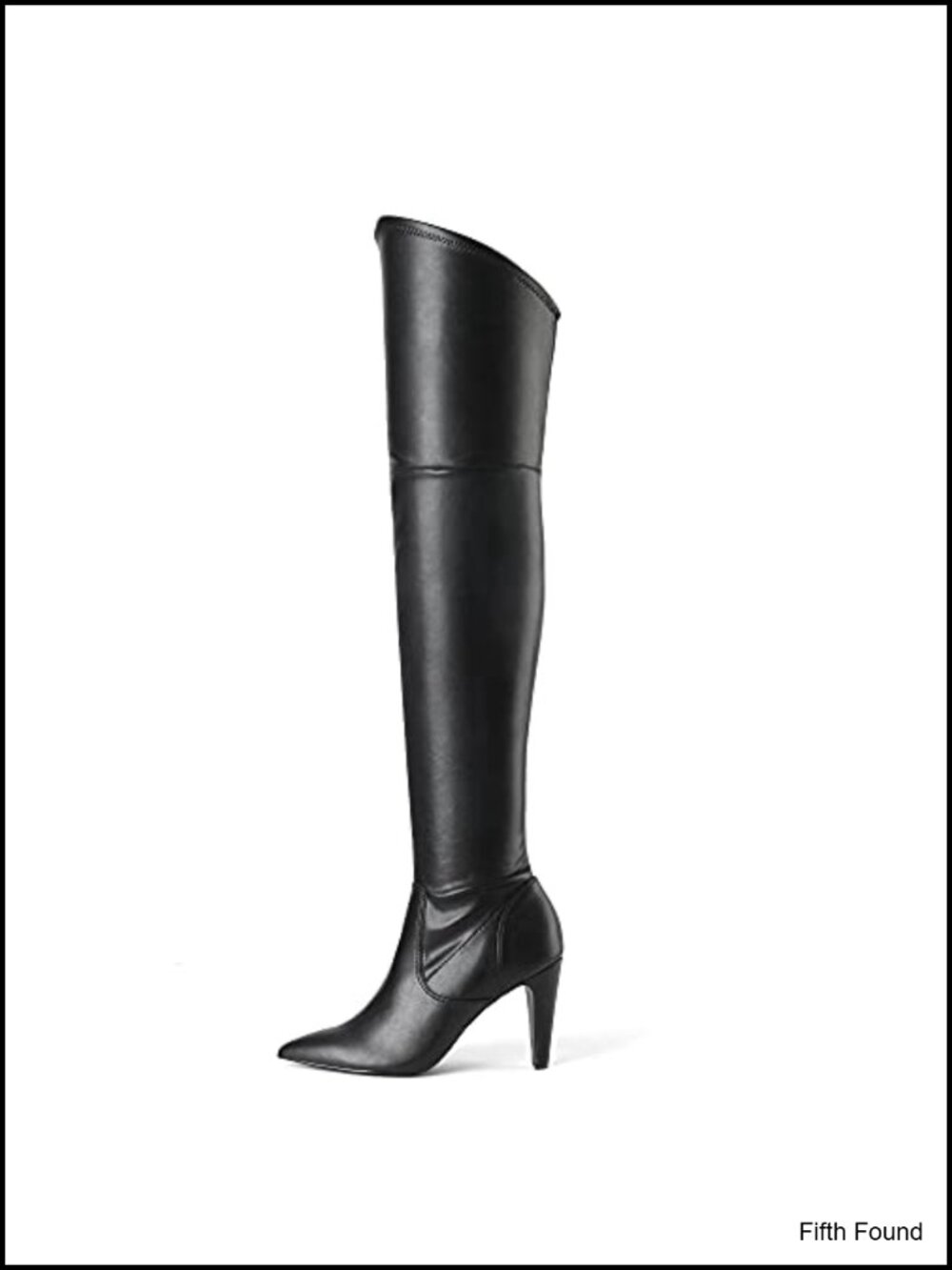 Over the Knee Boots Faux Leather Stretch Thigh High Heeled Pointed Toe Zip